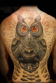 A full back owl tattoo pattern picture