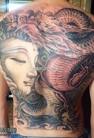Back dragon buddha tattoo pattern