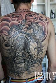 Full back dragon statue tattoo pattern