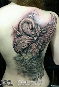 Beautiful swan tattoo pattern with shoulders