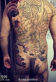 Πλήρης πίσω αγκάθια δράκος τοτέμ μοτίβο τατουάζ
