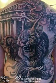 Full back lion sheep tattoo pattern