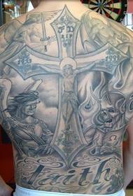 Full back classic cross tattoo