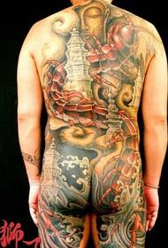 Very personality full back tattoo