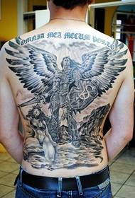 Angel tattoo on the back of the stylish atmosphere