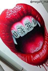 Slika za prikaz tetovaža preporučuje alternativni uzorak tetovaže za usne