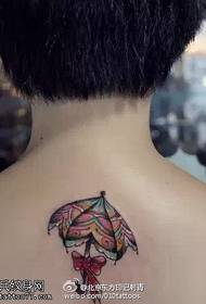 Beauty back color butterfly umbrella tattoo pattern