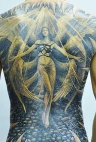 Стильная атмосфера татуировки шестикрылого ангела