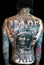 Europeisk og amerikansk tatovering med full rygg