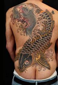 Stylish atmospheric Chinese carp tattoo