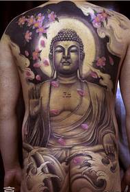 Tyylikäs ja komea yksi täysi selkä Buddha-tatuointikuvion kuva