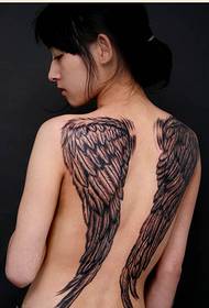 Sexy fashion beauty with back wings tattoo pictures