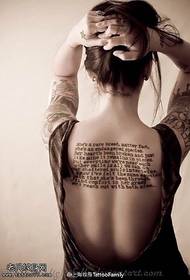Padrão de tatuagem de história em inglês de costas completa