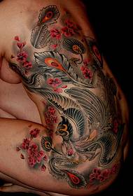 Woman full of classic atmosphere Phoenix tattoo works