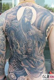 Men's full back feather tattoo pattern