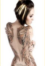 Секси модна женска личност модел на татуировка с пълни задни крила