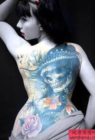 Woman creative full back tattoo works