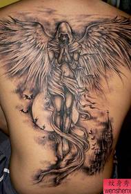 Full back angel tattoo pattern