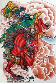 Cavallu di guerra di ritornu pienu Guan Gong manoscrittu di tatuaggi