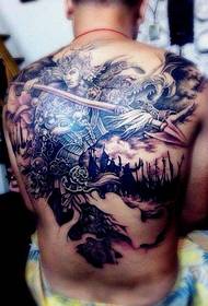 Atmosfärisk cool baksida Zhao Yun tatuering