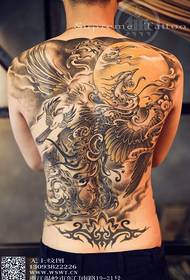 Full back golden phoenix domineering tattoo