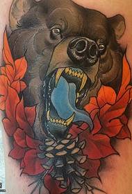 Thigh black bear tattoo pattern