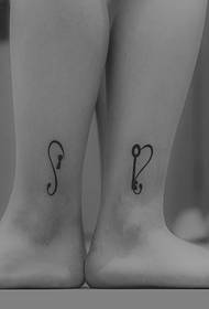 personality simple low-key leg couple tattoo pattern
