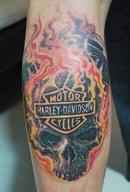 good-looking Harley tattoo design for the calf