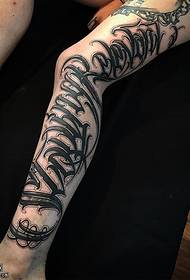 Leg flower body English tattoo pattern