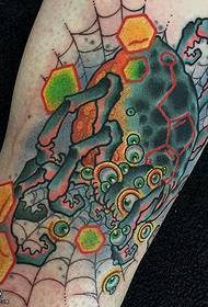 Modello di tatuaggio ragnatela acquarello gamba