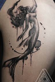 Patró clàssic de tatuatge de sirena de tinta