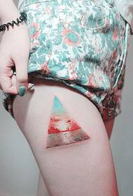 personal cloud triangle creative thigh tattoo