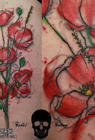 Patrón de tatuaje de tulipas de acuarela da coxa