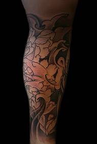 Lotus and Prajna combined leg tattoo pattern