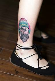 Slim calf with cute bunny tattoo picture