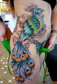 modello sexy del tatuaggio del pavone della vita laterale femminile