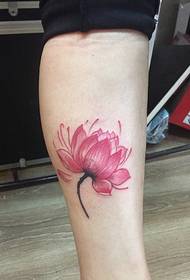 Beautiful blooming lotus leg tattoo pattern