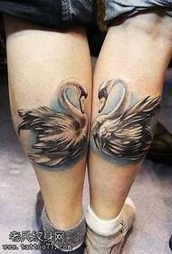 Leg swan paired tattoo pattern