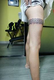 woman legs trend beautiful black and white lace tattoo pictures