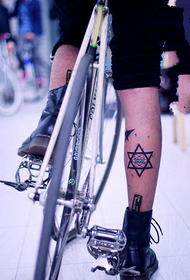 hexagonal star calf creative tattoo