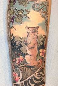 a fable story tattoo pattern on the leg