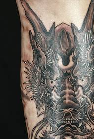 Heavy-flavored black and white evil dragon tattoo