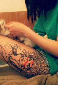 Indian female avatar tattoo with leg personality
