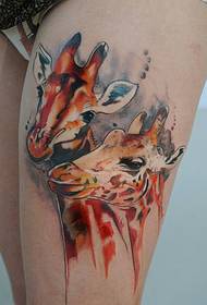 leg giraffe head tattoo pattern
