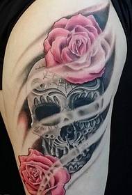 noge europske i američke boje lubanje ruža tetovaža uzorak