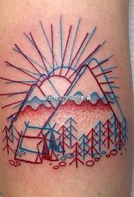 Teľacie tŕnie linky východ slnka tetovanie