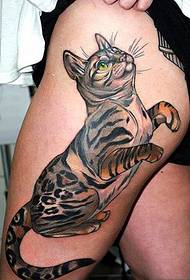 ženski nogu modni izgled dobrog izgleda mačka tetovaža