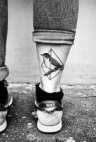 Calf tattooed bird tattoo pattern