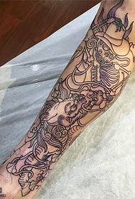 Calf line dragon skeleton tattoo pattern