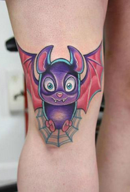 cute cartoon bat tattoo on knee